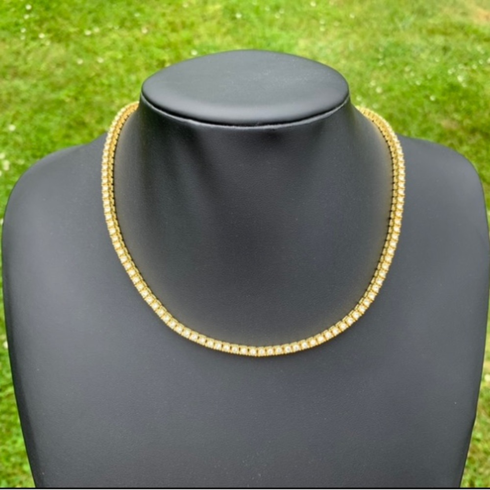 14k Gold Plated Tennis Chain  Necklace 18” 3mm 4mm Men’s Women’s Iced Necklace